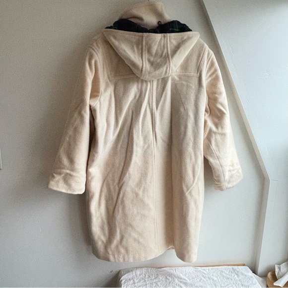 VNTG LL Bean white Wool Jacket Hooded Zip Up Toggle Closure Thinsulate Lining 16 - Picture 13 of 16